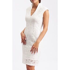 Alexia Admor | Kenall White Cap Sleeve Lace Military Dress Size 10